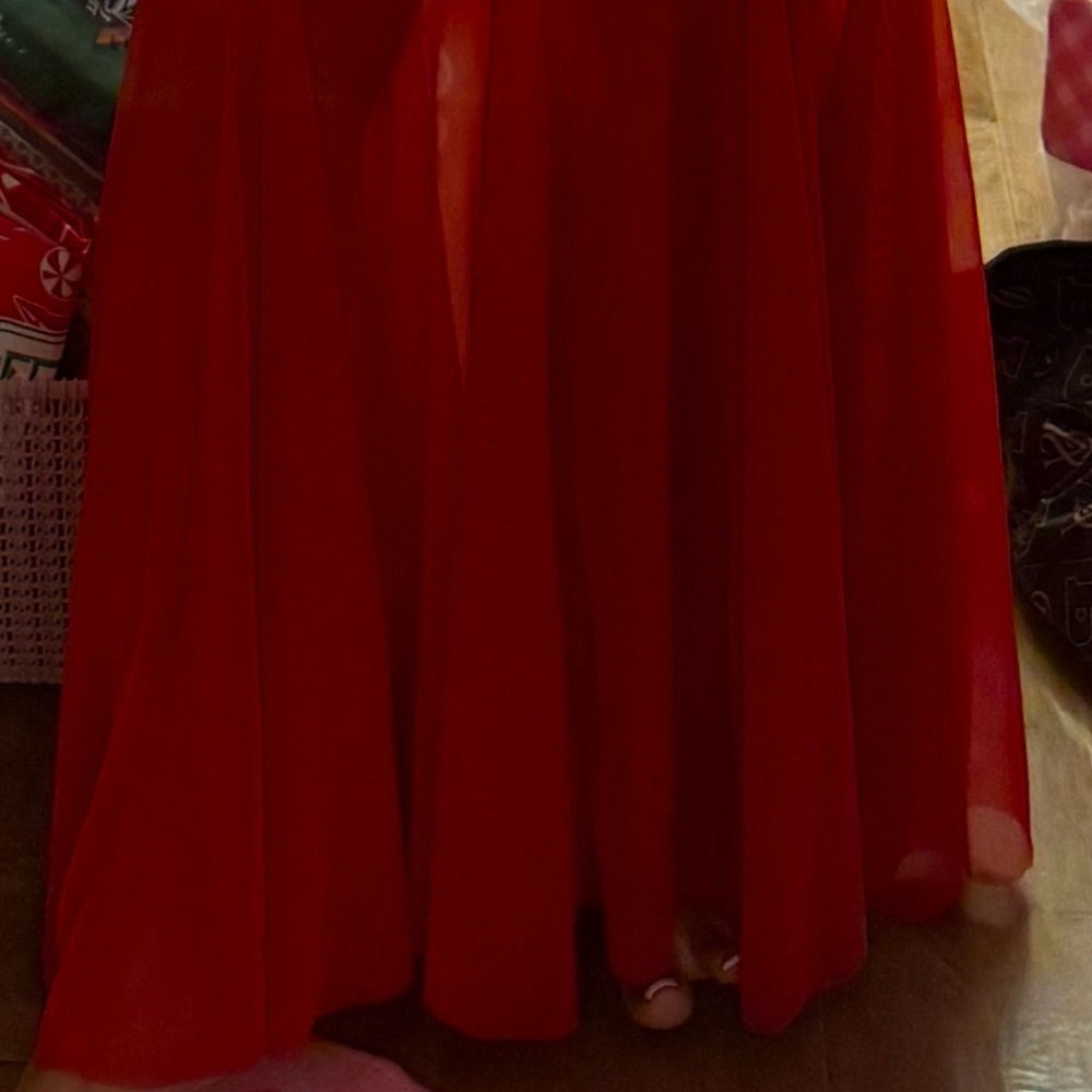 Red silky flared leg pant suit NWT - Picture 3 of 3
